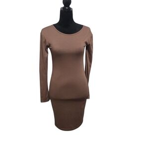Piko 1988 Womens Brown Long Sleeve Bodycon Mini Dress Size S D190107 B2